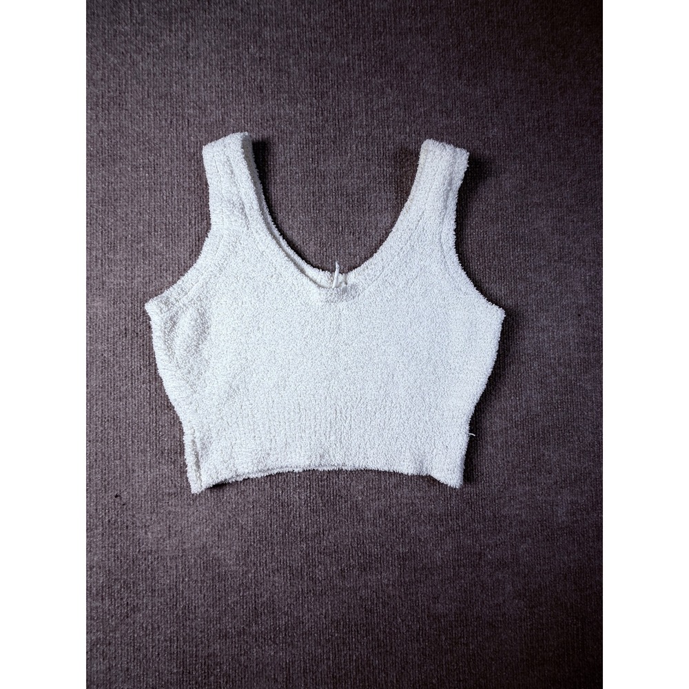 Daily Practice by Anthropologie White Boucle Knit Cropped Tank Top Small